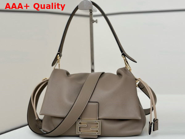 Fendi Mamma Baguette Medium Dove Gray Nappa Leather Bag Replica