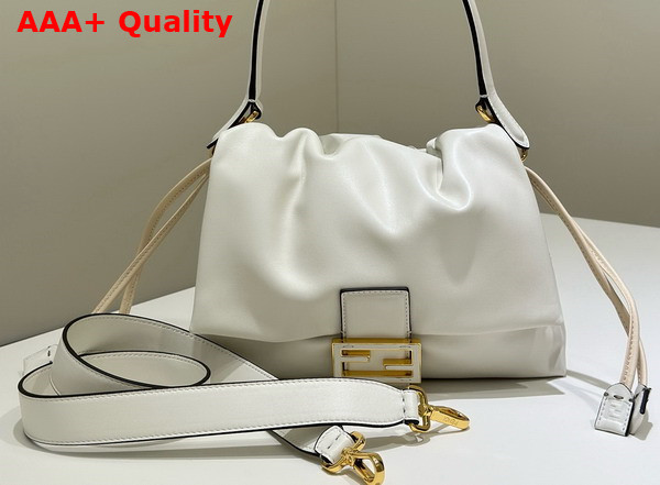 Fendi Mamma Baguette Medium White Nappa Leather Bag Replica