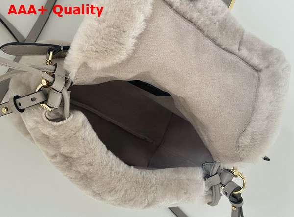 Fendi Mamma Baguette Small Beige Shearling Mini Bag Replica