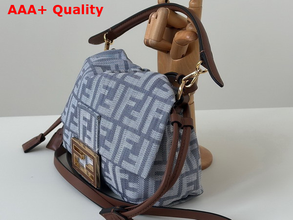 Fendi Mamma Baguette Small Blue Denim Effect FF Jacquard Mini Bag Replica