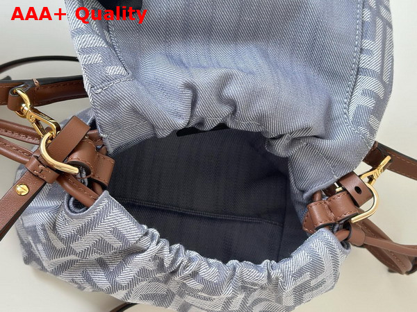 Fendi Mamma Baguette Small Blue Denim Effect FF Jacquard Mini Bag Replica