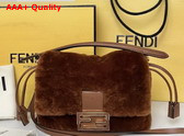 Fendi Mamma Baguette Small Brown Shearling Mini Bag Replica