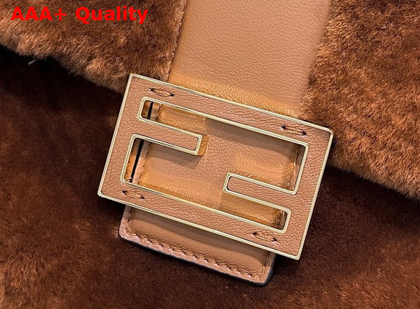 Fendi Mamma Baguette Small Brown Shearling Mini Bag Replica
