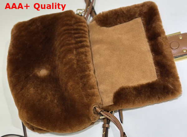 Fendi Mamma Baguette Small Brown Shearling Mini Bag Replica