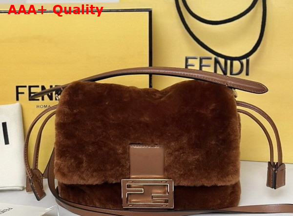 Fendi Mamma Baguette Small Brown Shearling Mini Bag Replica