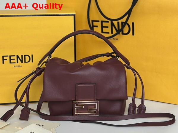 Fendi Mamma Baguette Small Burgundy Nappa Leather Mini Bag Replica
