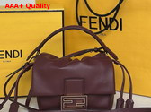 Fendi Mamma Baguette Small Burgundy Nappa Leather Mini Bag Replica