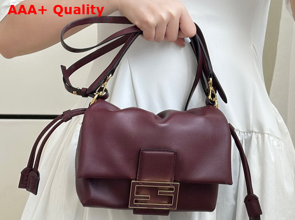 Fendi Mamma Baguette Small Burgundy Nappa Leather Mini Bag Replica