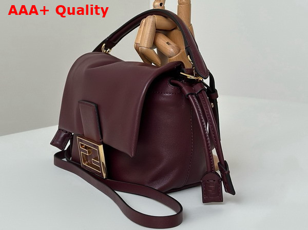 Fendi Mamma Baguette Small Burgundy Nappa Leather Mini Bag Replica