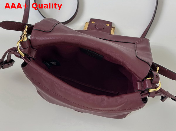 Fendi Mamma Baguette Small Burgundy Nappa Leather Mini Bag Replica