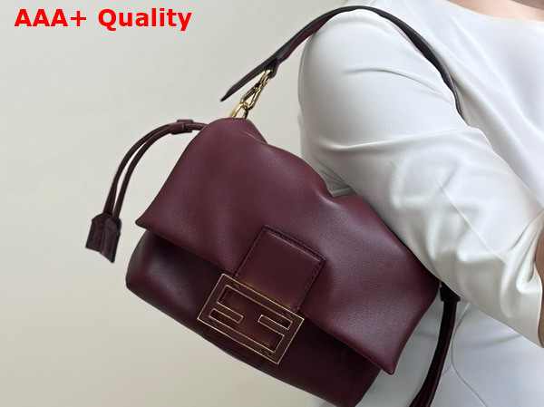 Fendi Mamma Baguette Small Burgundy Nappa Leather Mini Bag Replica