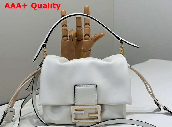 Fendi Mamma Baguette Small White Nappa Leather Mini Bag Replica
