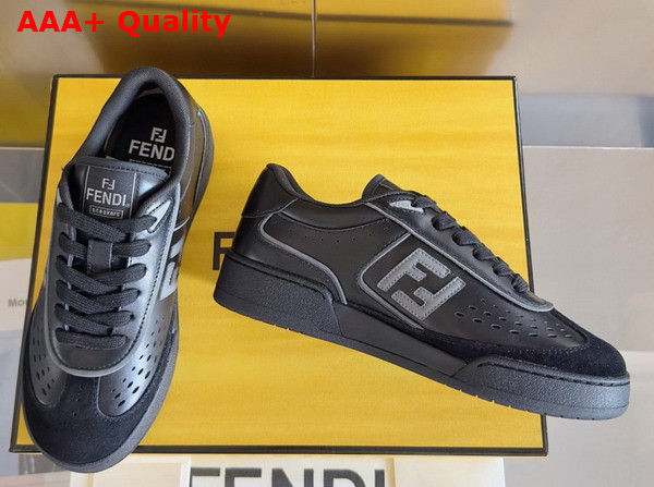 Fendi Match Black Leather and Suede Low Tops Replica