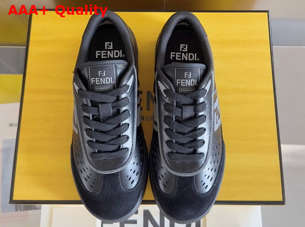 Fendi Match Black Leather and Suede Low Tops Replica