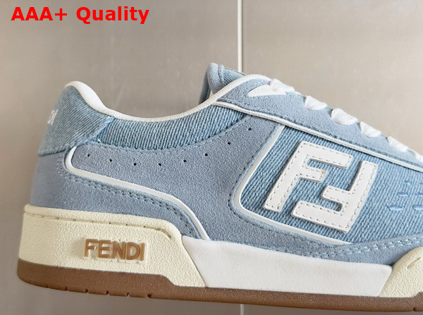Fendi Match Light Blue Denim Fabric and Suede Low Tops Replica
