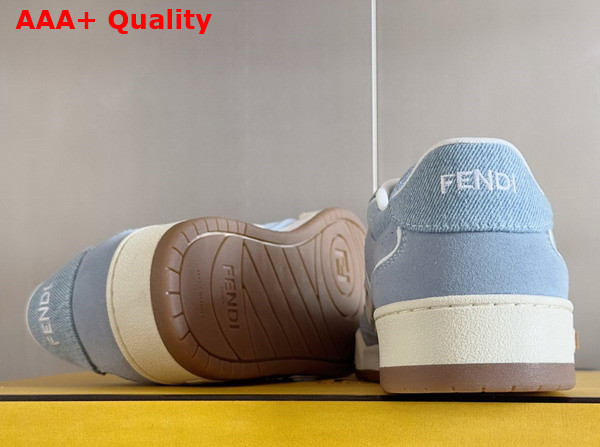Fendi Match Light Blue Denim Fabric and Suede Low Tops Replica