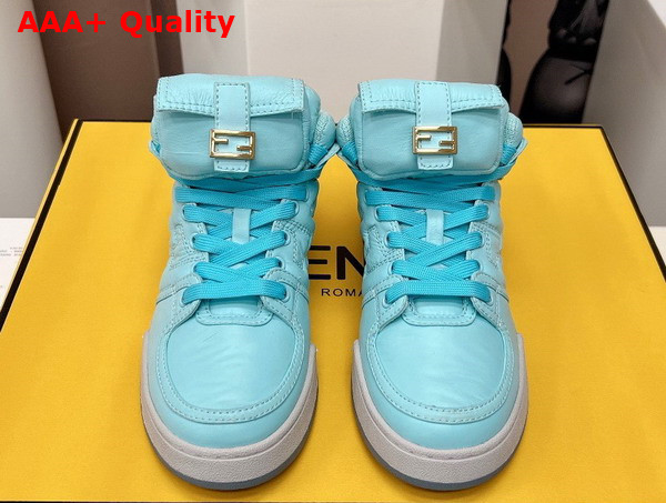 Fendi Match Light Blue Nylon High Tops Replica