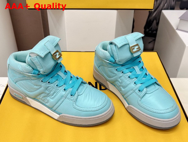 Fendi Match Light Blue Nylon High Tops Replica