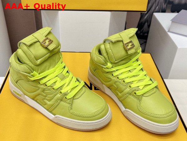 Fendi Match Neon Yellow Nylon High Tops Replica