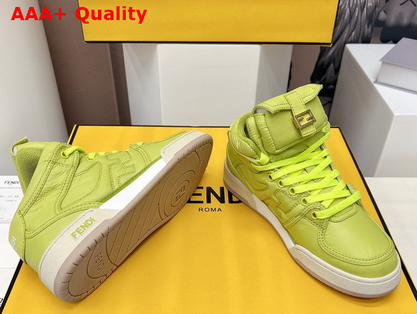 Fendi Match Neon Yellow Nylon High Tops Replica