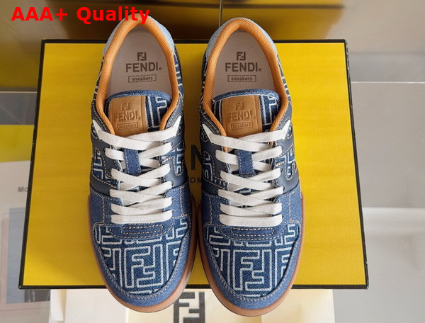 Fendi Match Sneakers Blue FF Jacquard Low Tops Replica