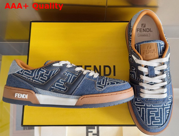 Fendi Match Sneakers Blue FF Jacquard Low Tops Replica