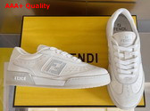 Fendi Match White Denim Fabric and Suede Low Tops Replica