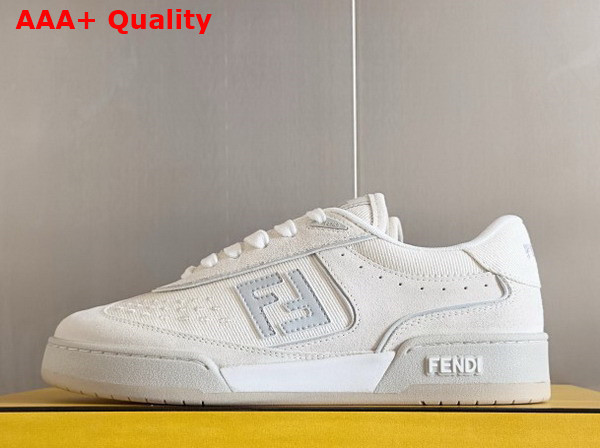 Fendi Match White Denim Fabric and Suede Low Tops Replica