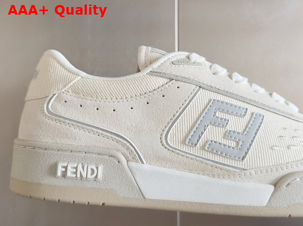 Fendi Match White Denim Fabric and Suede Low Tops Replica