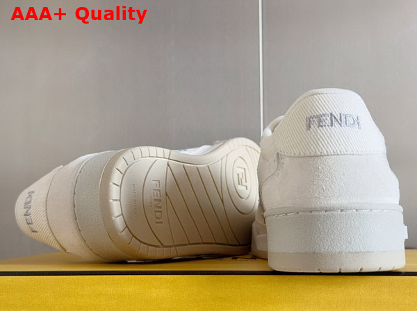 Fendi Match White Denim Fabric and Suede Low Tops Replica