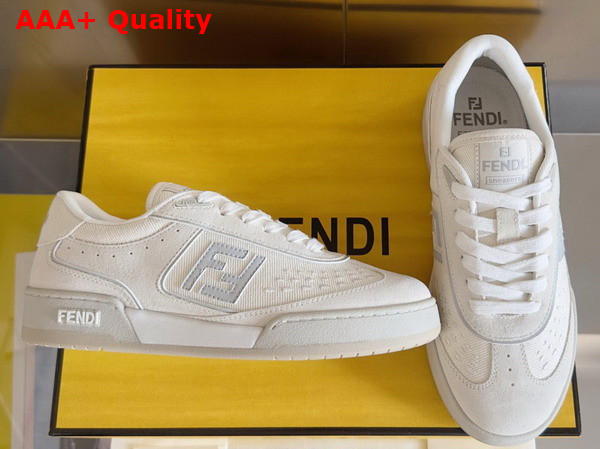 Fendi Match White Denim Fabric and Suede Low Tops Replica