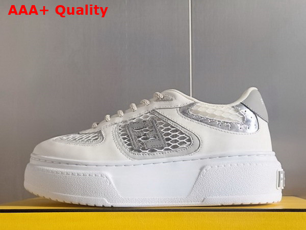 Fendi Match White Leather and Mesh Platform Low Tops Gray Replica