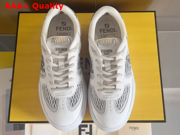 Fendi Match White Leather and Mesh Platform Low Tops Gray Replica
