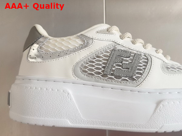 Fendi Match White Leather and Mesh Platform Low Tops Gray Replica