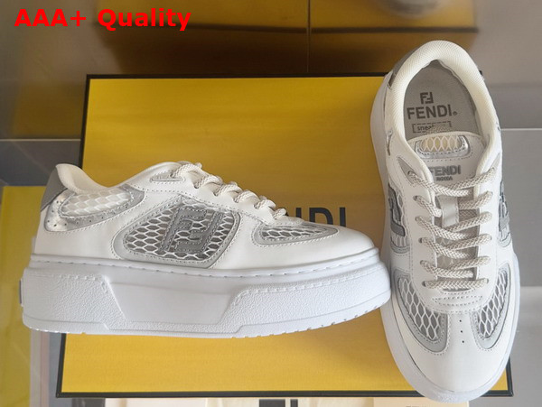 Fendi Match White Leather and Mesh Platform Low Tops Gray Replica
