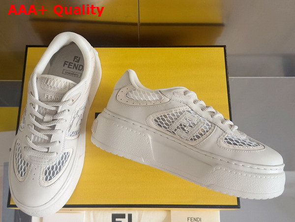 Fendi Match White Leather and Mesh Platform Low Tops White Replica