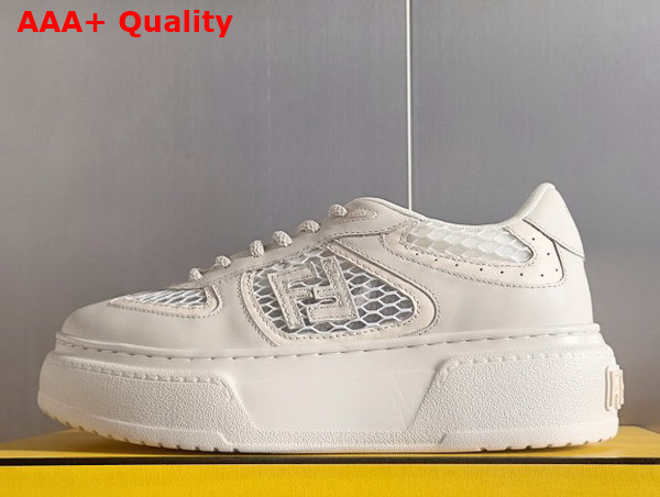 Fendi Match White Leather and Mesh Platform Low Tops White Replica