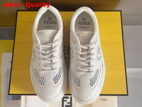 Fendi Match White Leather and Mesh Platform Low Tops White Replica