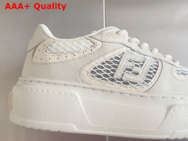 Fendi Match White Leather and Mesh Platform Low Tops White Replica