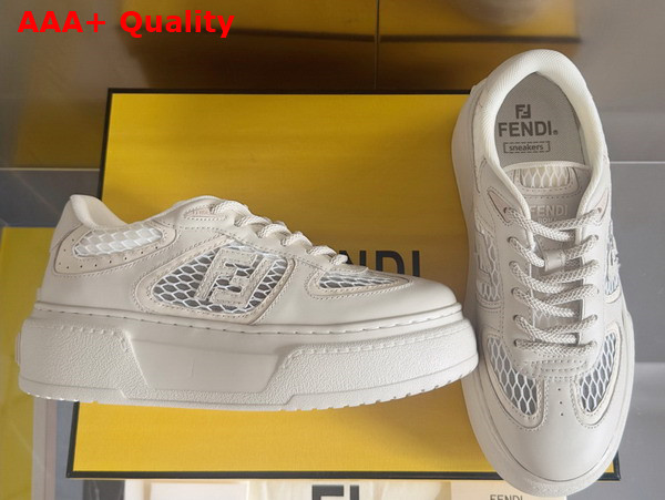 Fendi Match White Leather and Mesh Platform Low Tops White Replica