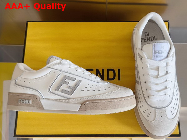 Fendi Match White Leather and Suede Low Tops Replica