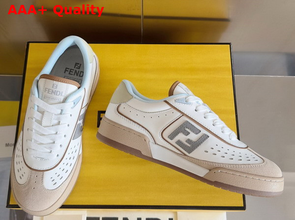 Fendi Match White and Brown Leather and Suede Low Tops Replica