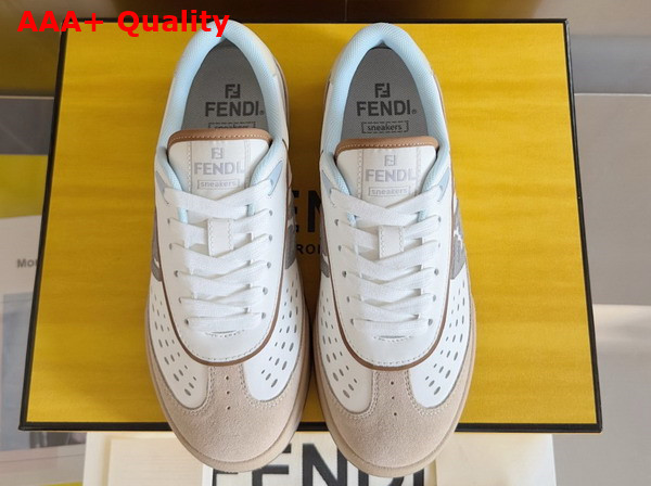 Fendi Match White and Brown Leather and Suede Low Tops Replica