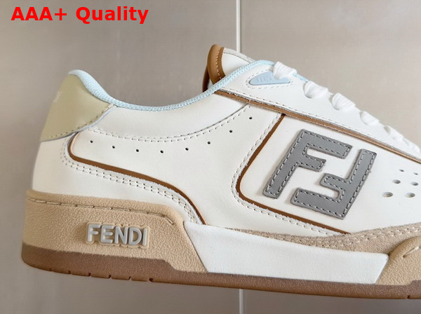Fendi Match White and Brown Leather and Suede Low Tops Replica