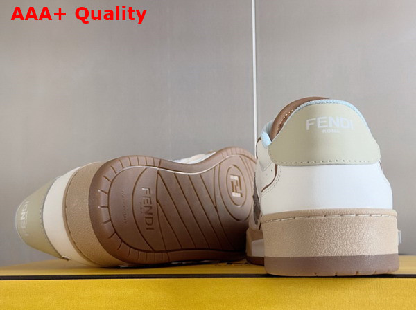 Fendi Match White and Brown Leather and Suede Low Tops Replica