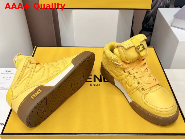 Fendi Match Yellow Nylon High Tops Replica