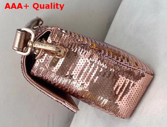 Fendi Medium Baguette Bag in Laminated Pink Leather Decorated with Pink Sequin Pequin Embroidery Replica