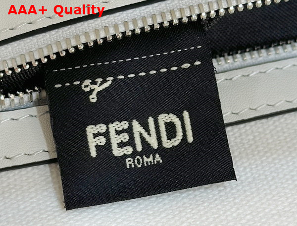 Fendi Medium Baguette Bag in White Canvas with Black FF Motif Replica