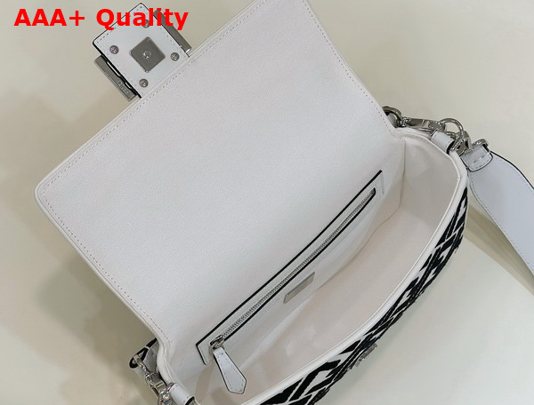 Fendi Medium Baguette Bag in White Canvas with Black FF Motif Replica
