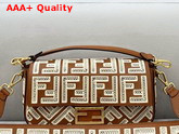 Fendi Medium Baguette Brown Leather Bag with FF Embroidery Replica